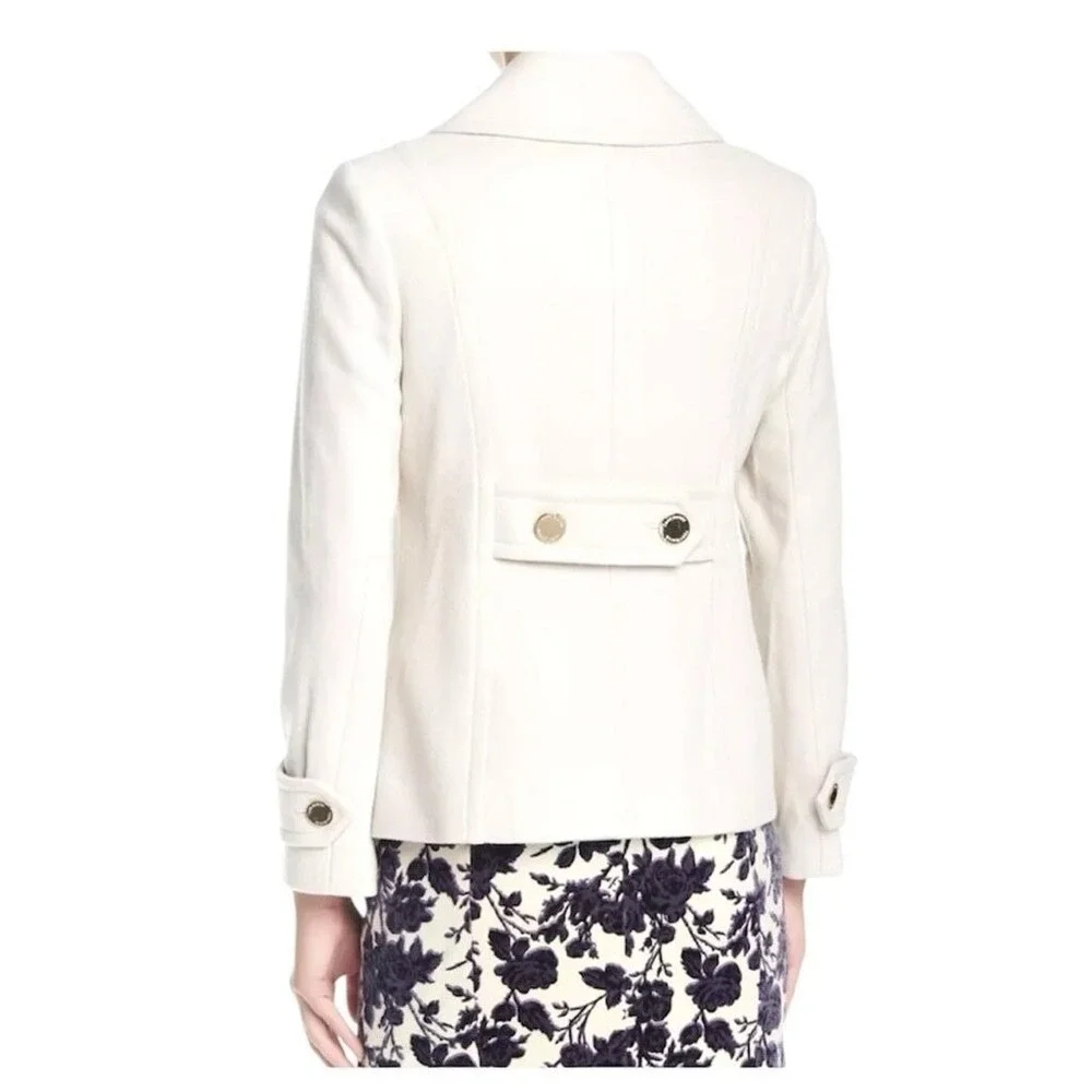 Tory Burch Bernadine Wool Blend Peacoat Button Jacket 48131588 SHELL/IVORY‎ 0